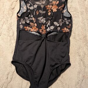 Floral Black and Orange Kids One Piece